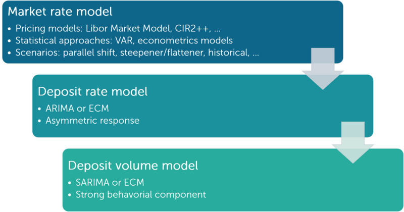 Figure 1: Overview of the model dependency in non-maturity deposits modelling.